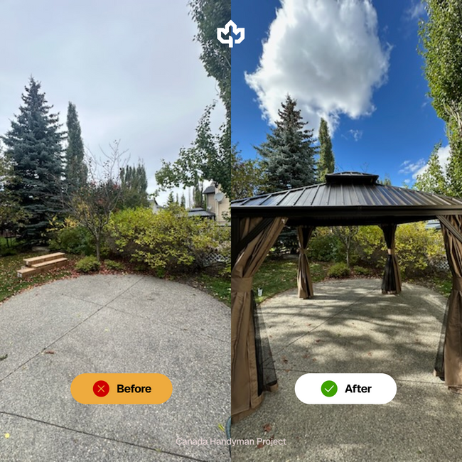 Calgary Alberta Gazebo Assembly and Installation Canada Handyman Before and After