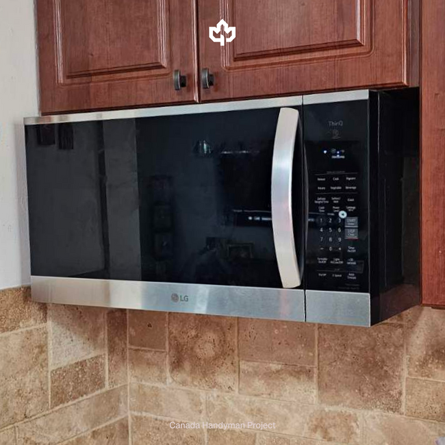 Hamilton Ontario Over-the-Range Microwave Installation Canada Handyman LG Microwave Under Cabinet above the stove microwave installation