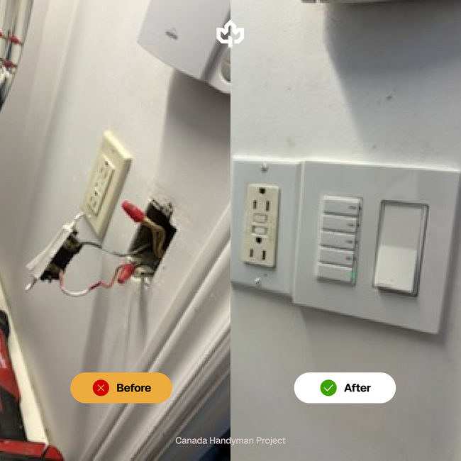Laval Quebec Install Plug-in Power Outlet Canada Handyman Before and After