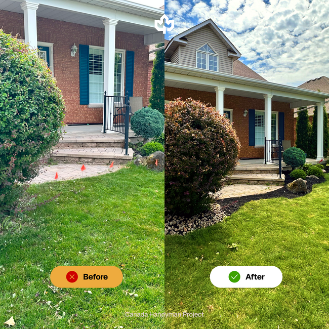 Port Perry Ontario Landscaping Garden Bed Canada Handyman Before and After