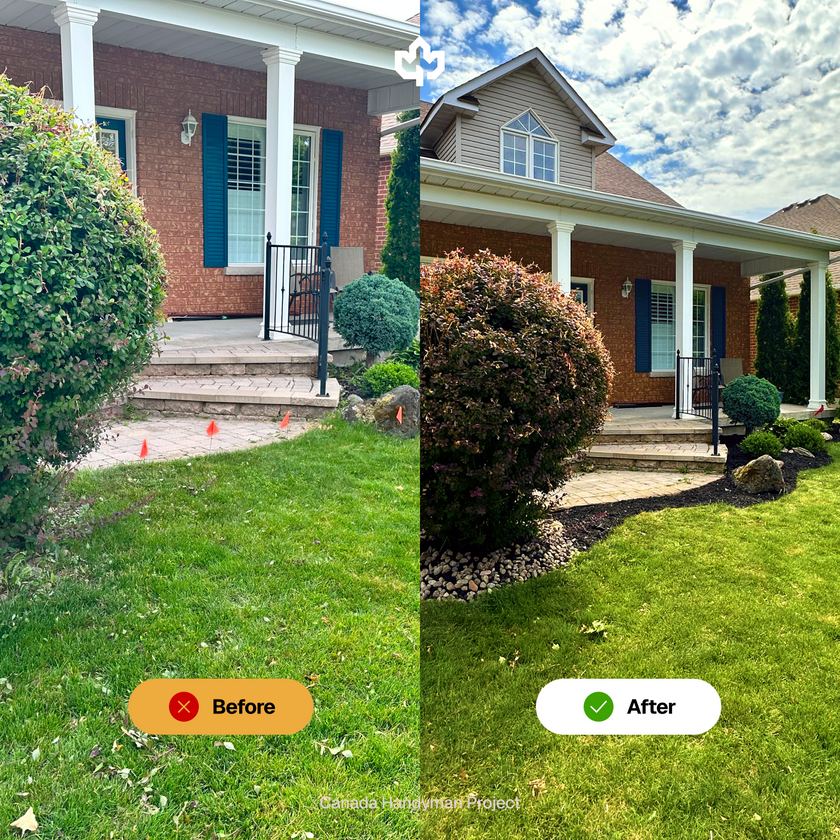 Port Perry Ontario Landscaping Garden Bed Canada Handyman Before and After